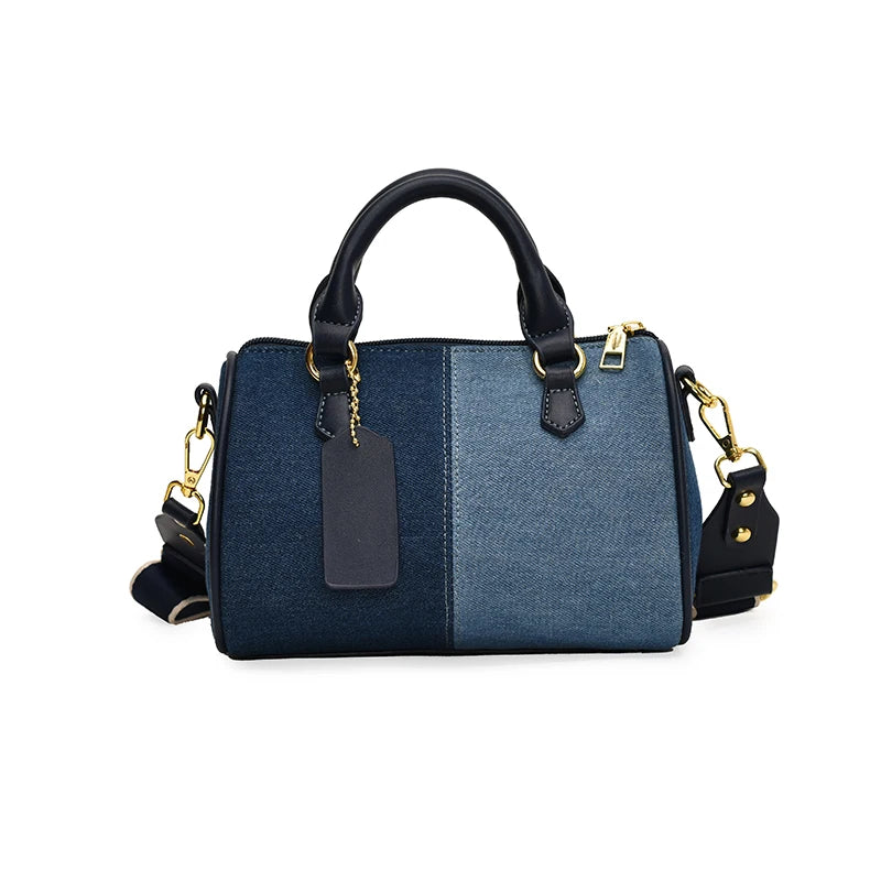 Patchwork Colorblock Mini Handbag | Denim Shoulder & Crossbody Bag Luxegan