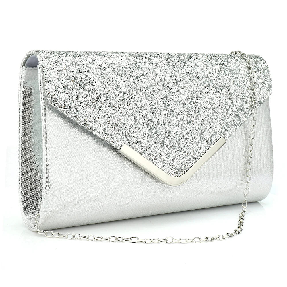 Sequined Envelope Clutch Bags For Women Fashion Gold Purses And Handbags With Chain Shoulder Bags Wedding Party Clutches