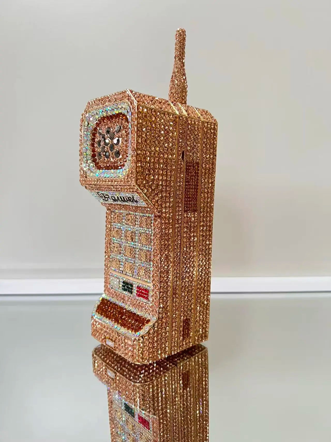 Luxury Cellphone-Shaped Crystal Evening Clutch | Sophisticated Diamond-Encrusted Wedding Party Bag | Elegant Pink Crystal Bridal Handbag | "Dignified" Structured Minaudière for High-Fashion Events Luxegan