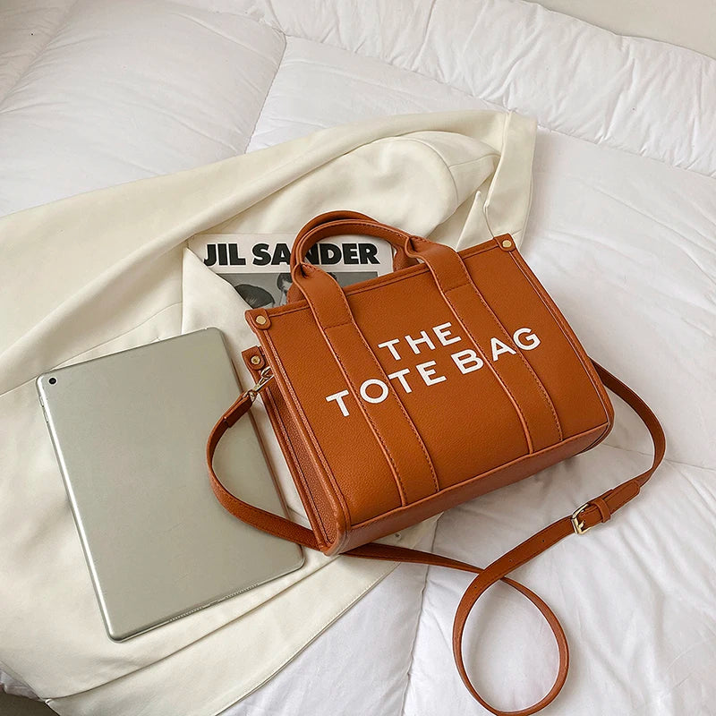 The Tote Bag for Women | Crossbody Female Handbag & New Solid Words Letter Leisure Large Bag (Luxury Fashion Designer PU Bag) Luxegan