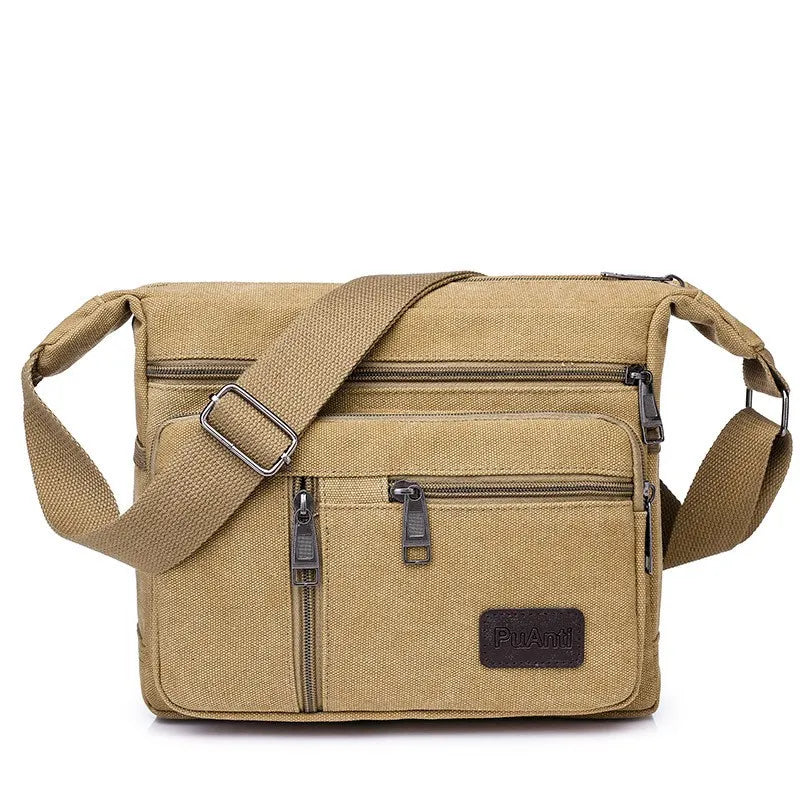 Men's Fashion Canvas Shoulder Bag | Sophisticated Casual Travel Tote | Elegant High-Quality Crossbody Messenger Bag | "Dignified" Soft Canvas Satchel for Professional and Leisure Versatility Luxegan