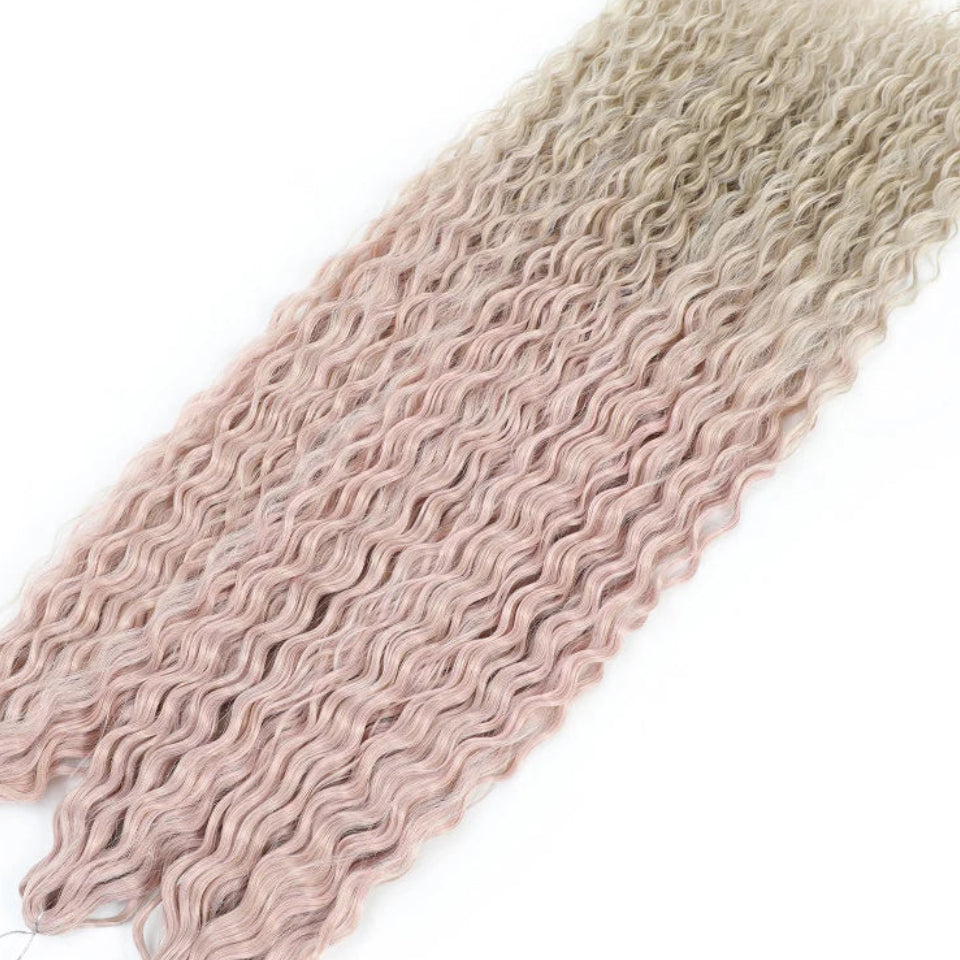 Ariel Curl Water Wave Twist Crochet Hair Extensions | Synthetic Ombre Braiding Hair 22-30 Inch - view 51