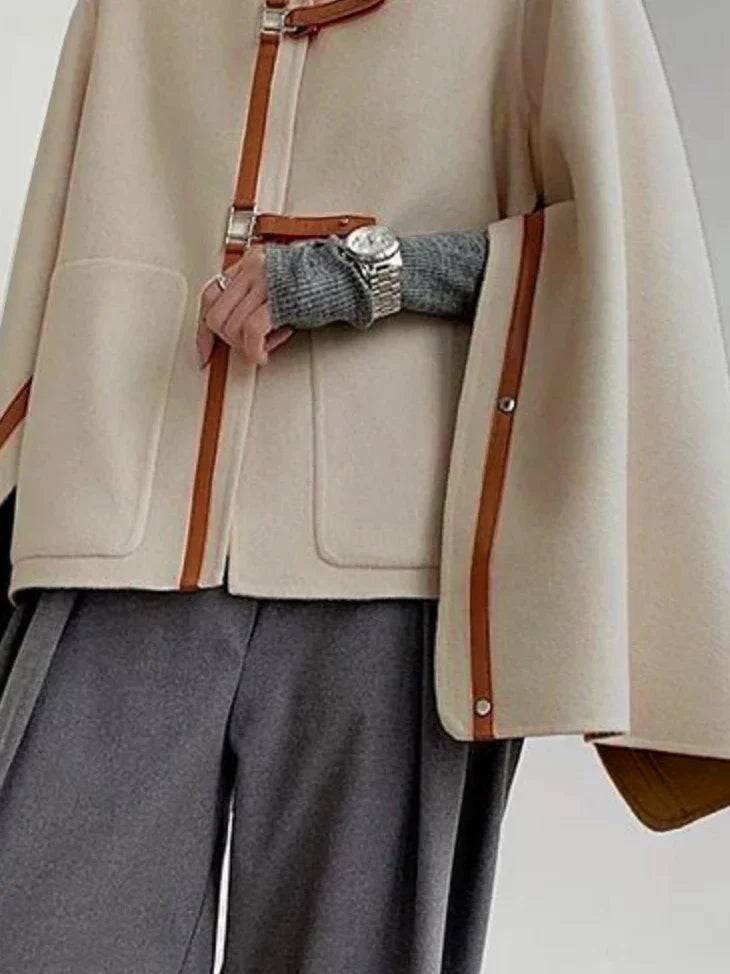 Solid Color Buckled Loose Fit Jacket | Sophisticated Urban Autumn & Spring Silhouette | Elegant "Turtleneck" Casual Coat | "Dignified" Single Breasted Outerwear for Radiant Versatile Styling Luxegan
