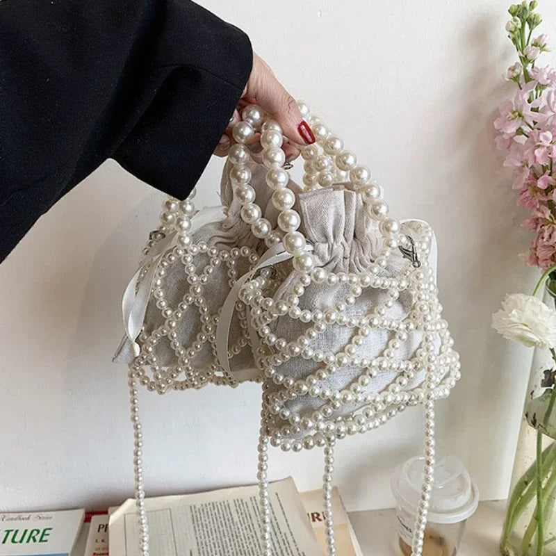 Women's Pearl Bag | Small Mini Tote Bag & Woven Crossbody Luxegan