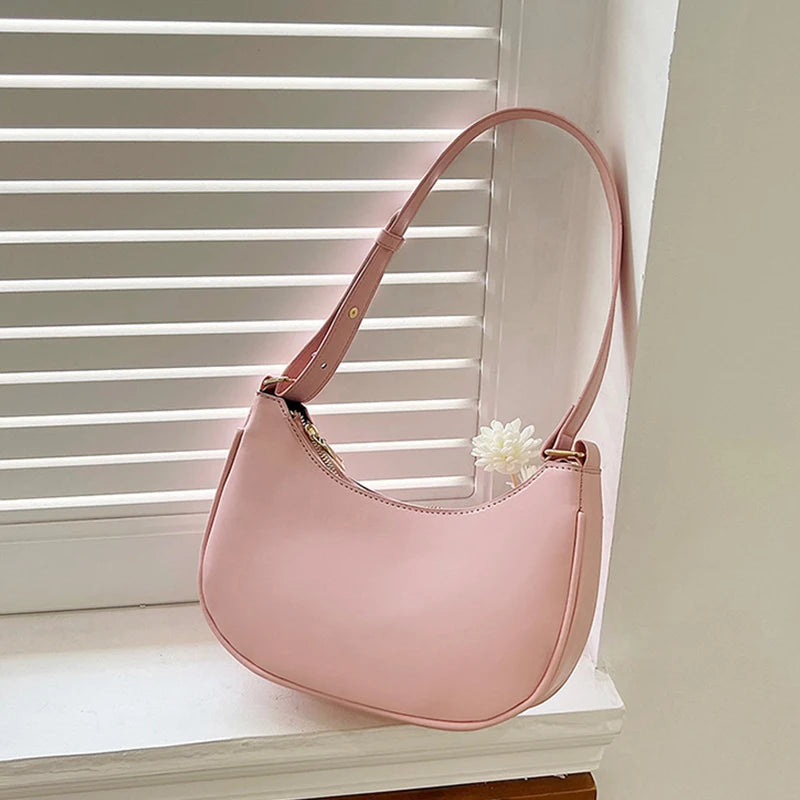 Luxury Designer PU Leather Underarm Bag | Fashion Women's Solid Color Pleated Clutch & Shoulder Hobo Tote Bag Luxegan