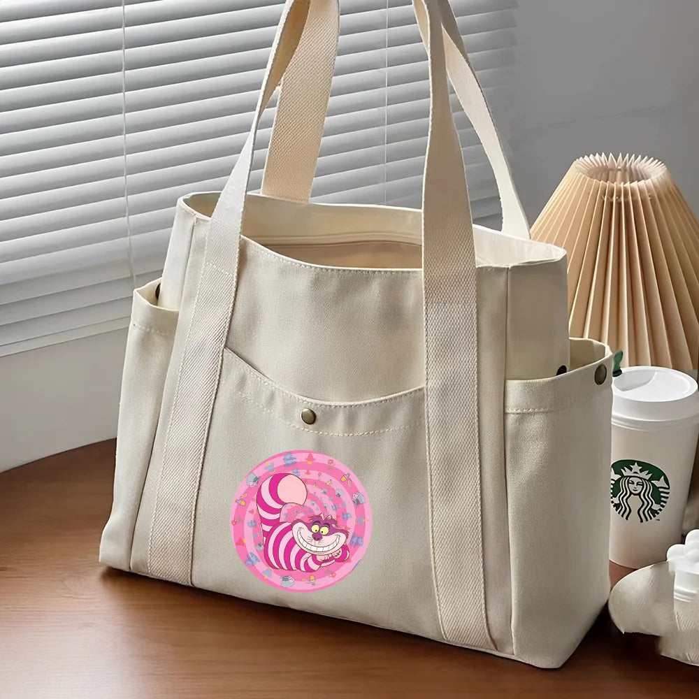 Alice in Wonderland Canvas Tote Bag | Unisex Work Commuter Carrying Bag | College Student Book Shoulder Shopping Bag Luxegan