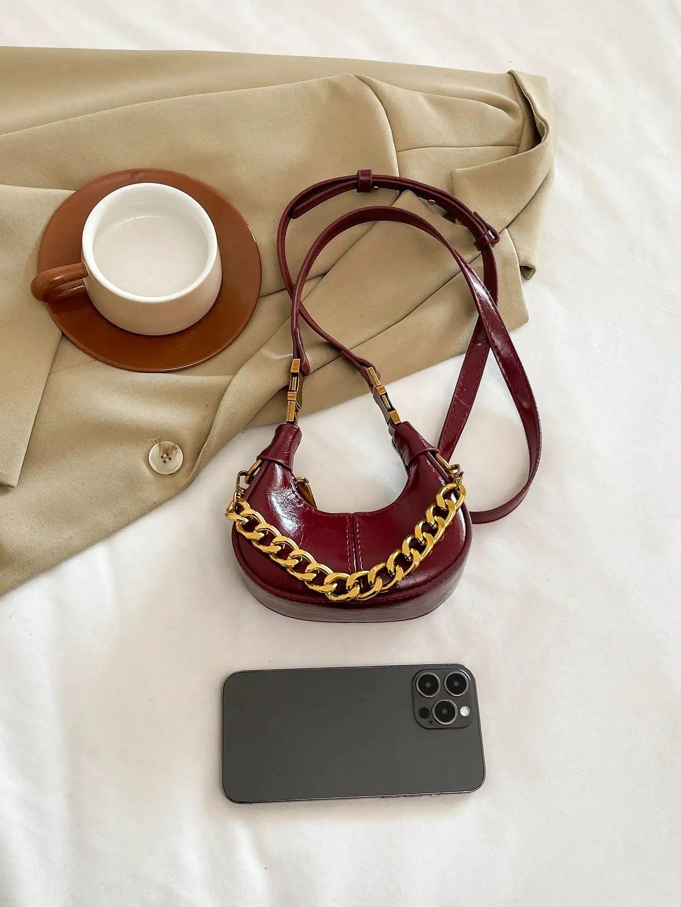 Elegant Hobo Top Handle Bag | Small Minimalist Chain Shoulder Purse Luxegan