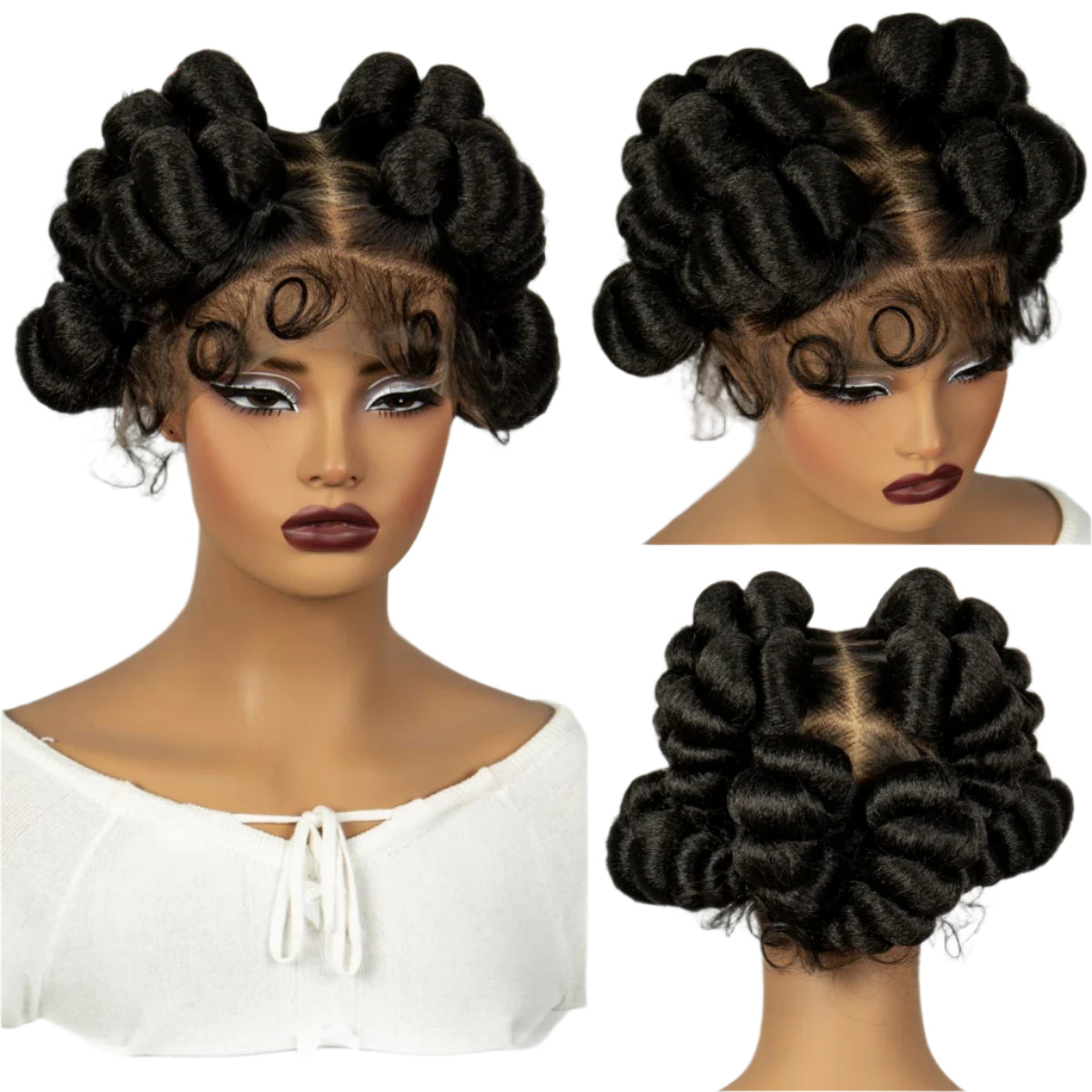  3-in-1 Handmade Bantu Braids Wig | Knotless Box & Faux Locs Options | Full Lace  Luxegan