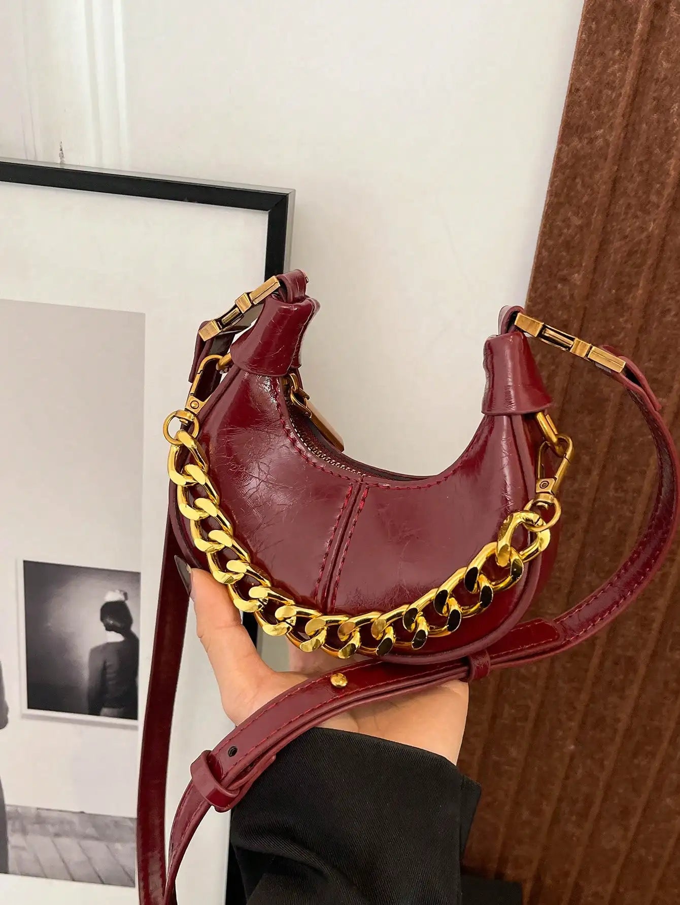 Elegant Hobo Top Handle Bag | Small Minimalist Chain Shoulder Purse Luxegan