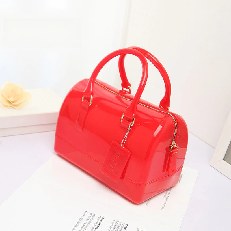 1pcs Jelly Crossbody Shoulder Bag | PVC Transparent Pillow Shape Handbag | Macaron Color Women's Casual Tote European Style Luxegan