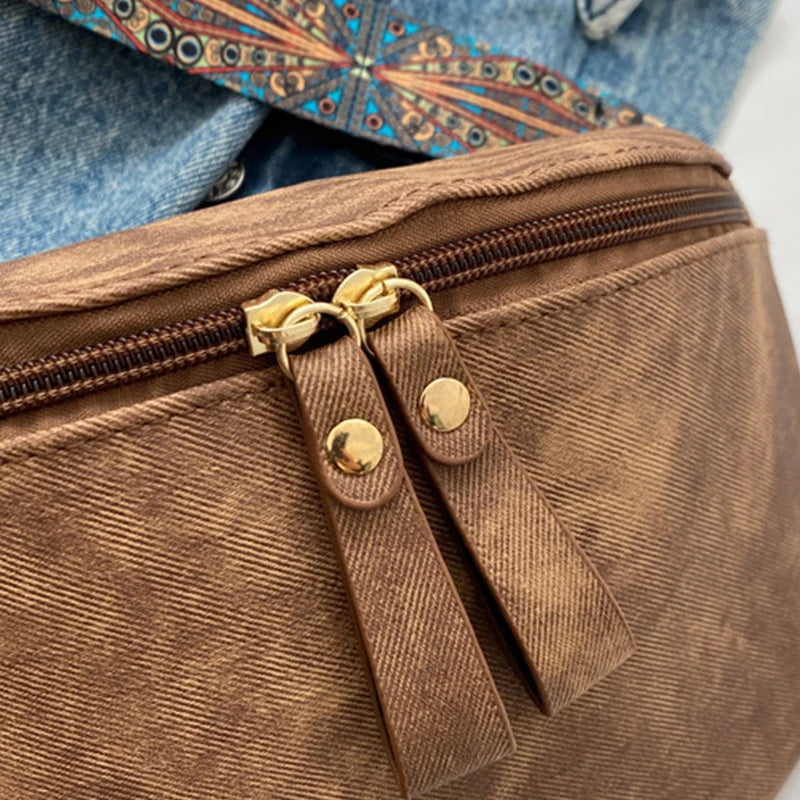 Stylish Hobo Solid Color Satchel | Luxury Designer Chest Bag & Women's PU Leather Waist Bags (Wide Strap Fashion Fanny Shoulder Pack) Luxegan