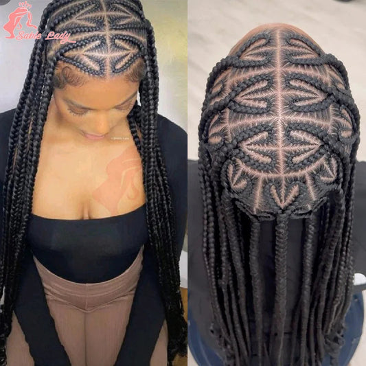 36" Synthetic Knotless Heart Box Braided Wigs For Black Women 613 Blonde Colored Full Lace Braids Hair Wigs Black Braiding Hair Luxegan