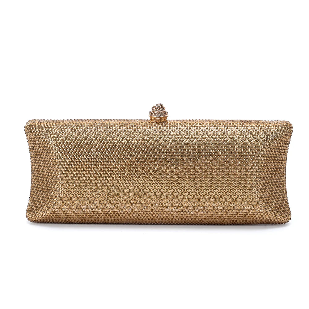 Colorful Diamond Gala Evening Bag | Sophisticated Rhinestone Party Clutch | Elegant Metallic Dinner Purse | "Dignified" Hard-Shell Bridal Handbag for Versatile Occasion Styling Luxegan