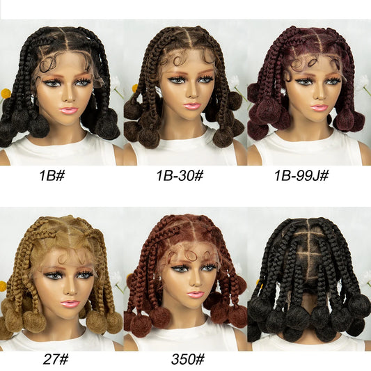 KIMA Burgundy Jumbo Box Braids Full Lace Wig | 350 Colored Bubble Braids with Baby Hair Luxegan