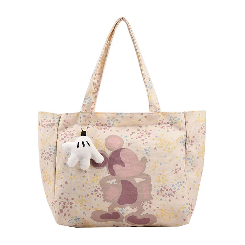 Disney New Women's Canvas Handbag | Large Capacity Shoulder Bag Cute Armpit Mommy Niche Shopping Bag Luxegan