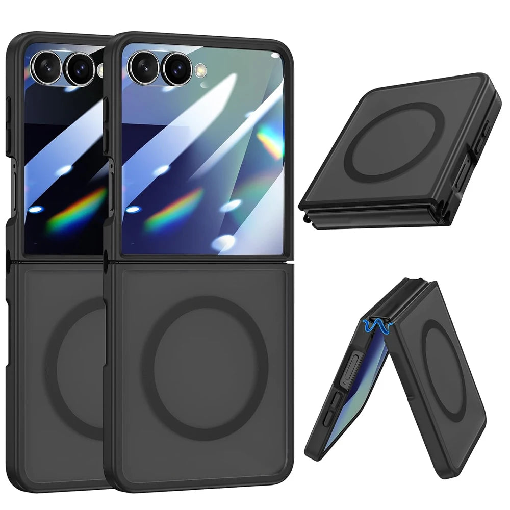 Funda Transparente Magnética para Teléfono Móvil UYUXIO para Samsung Galaxy Z Flip 7, Carcasas de Carga Inalámbrica, Cubierta Delgada Resistente con Imán