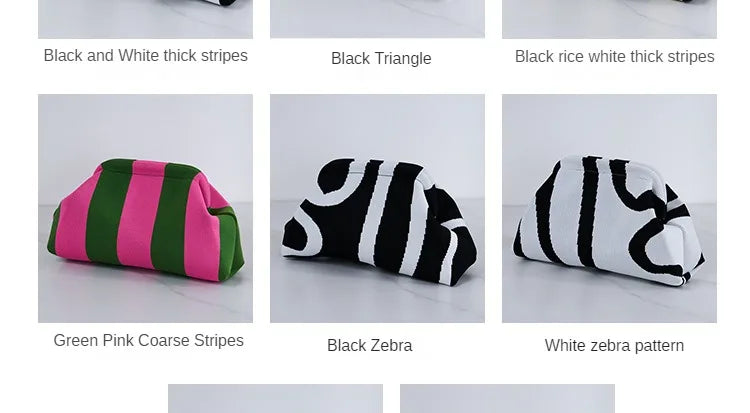 Cotton Woven Shell Clutch | Soft Casual Ruched Colorblock Summer Bag Luxegan