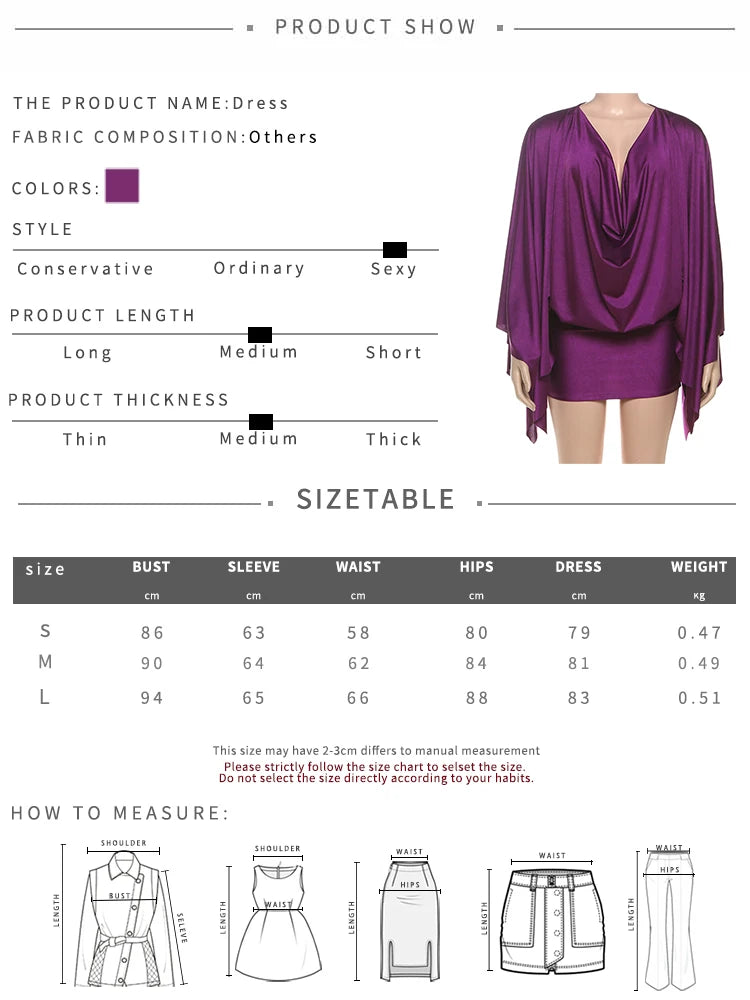 Sexy Midnight Club Party Mini Dress | Fashion Autumn Swing Collar Bodycon Gown | Full Sleeve Batwing Sleeve Skinny Dress | Premium Peach Hip Slim Fit Asymmetrical Vestido Model K25D80389-PE-L Luxegan