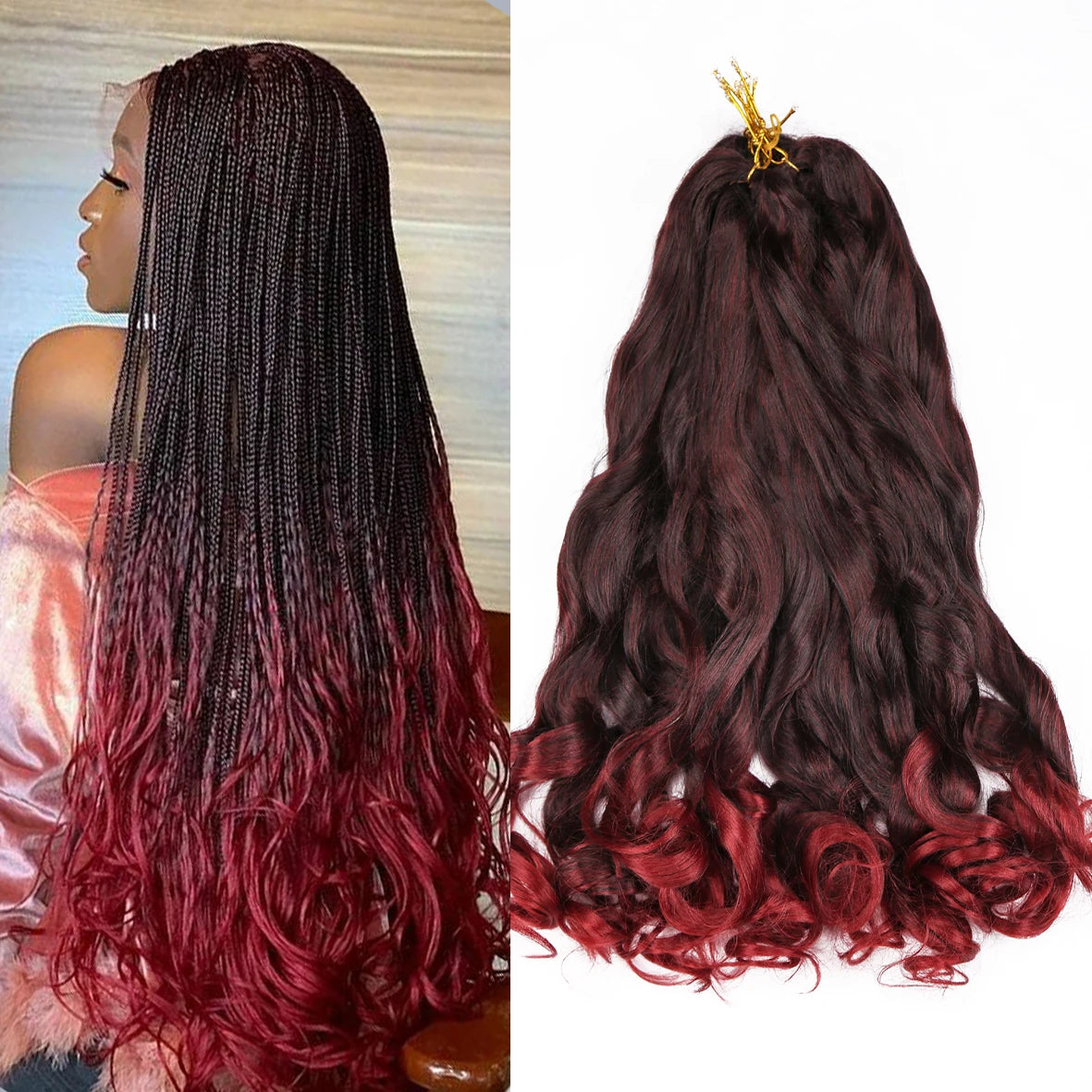 French Curly Crochet Braiding Hair - Ombre Spiral Curls - Pre-Stretched Synthetic Hair Extensions