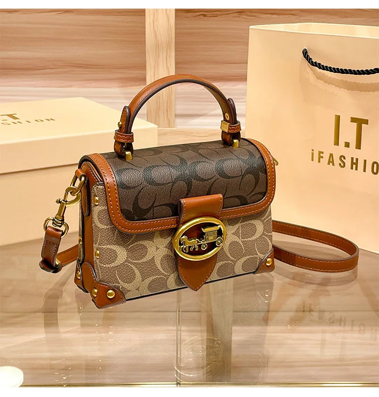 New Minimalist & Fashionable Small Handbag | Contrasting Color Women's Crossbody Bag (High-End Carriage Style, Portable Box Bag) Luxegan