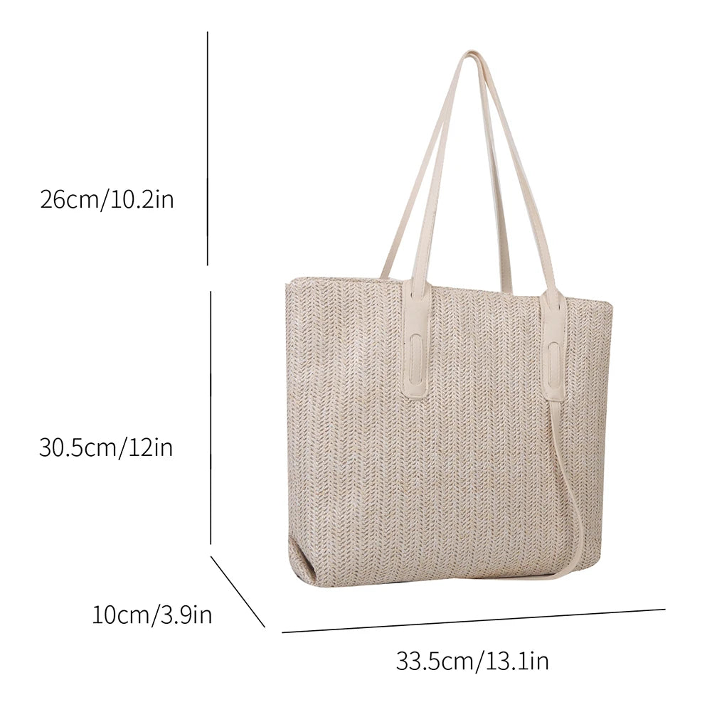 Vintage Hollow Design Woven Shoulder Bag | Large Capacity Knitting Tote & Summer Beach Bag Luxegan