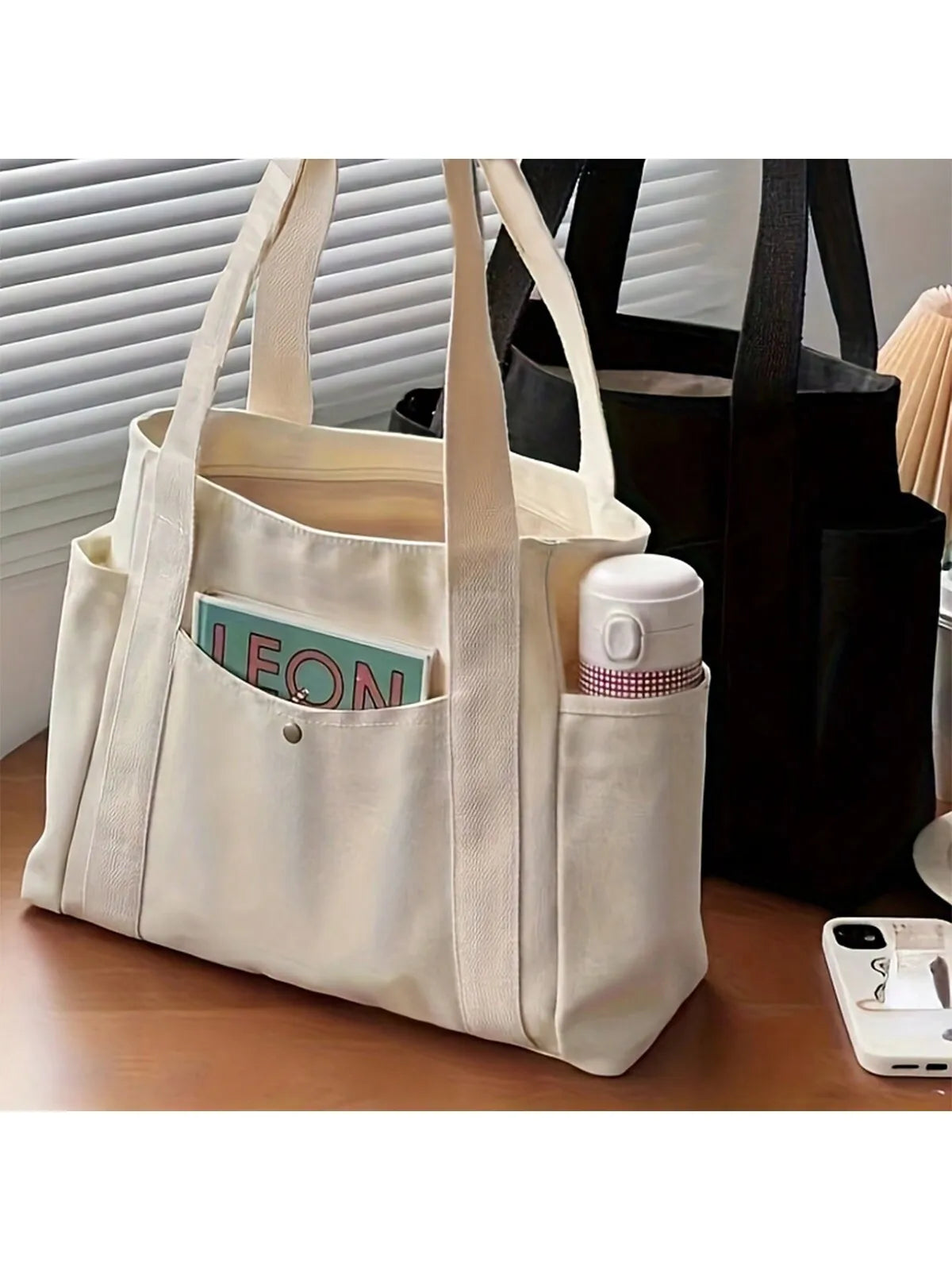 Polyester Solid Casual Tote | Large Capacity Multi-Pocket Crossbody Bag Luxegan