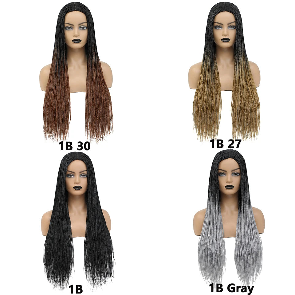 New Style Ombre Box Braided Wigs For Women Braided Wig Fake Scalp Wholesale Wigs Perruque Longue Synthétique Braiding Hair Wig Luxegan