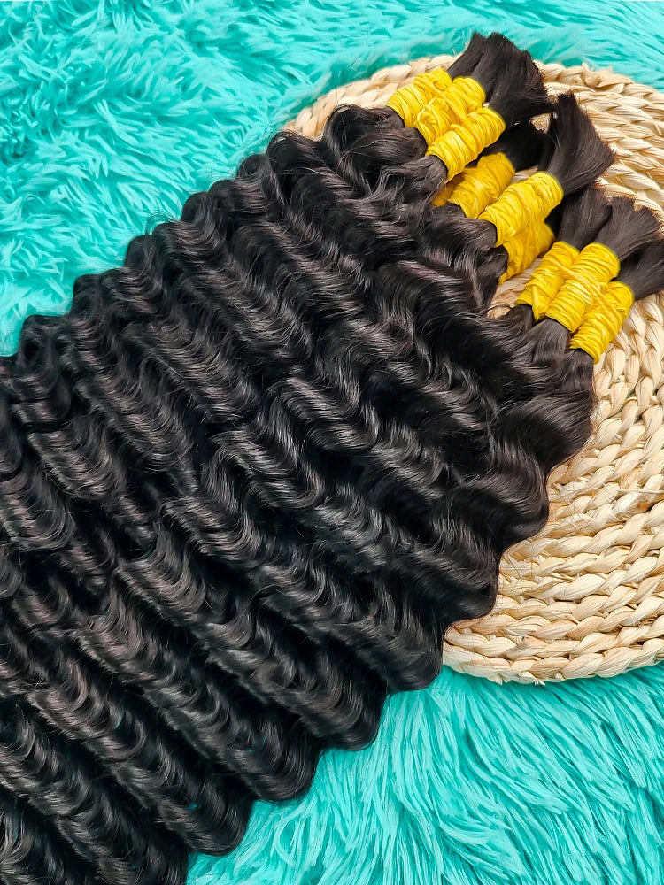 100% Human Hair Bulk Extension Virgin Human Hair Deep Wave Hair Curly 10a Bulk Weaving For Braiding Unprocessed No Weft 30 Inch