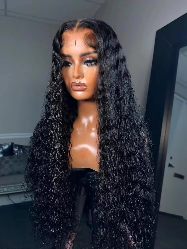 200% Density Deep Wave Curly HD Lace Frontal Wig | 13x6 Glueless Water Wave & 13x4 Pre-Plucked Human Hair Lace Front Wigs (30-40 Inch) Luxegan