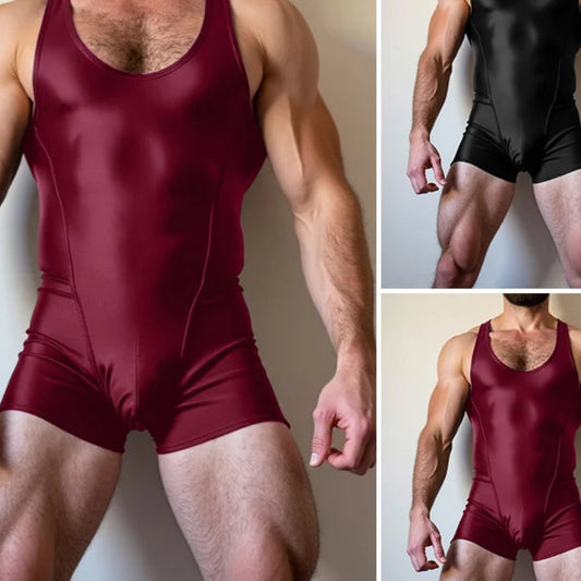 American Style Stylish Men's Sleeveless Jumpsuit | Sophisticated "U-Shaped" Tight Silhouette | Elegant Solid Color Bodysuit | "Dignified" Sexy Loungewear for Radiant Versatile Styling Luxegan