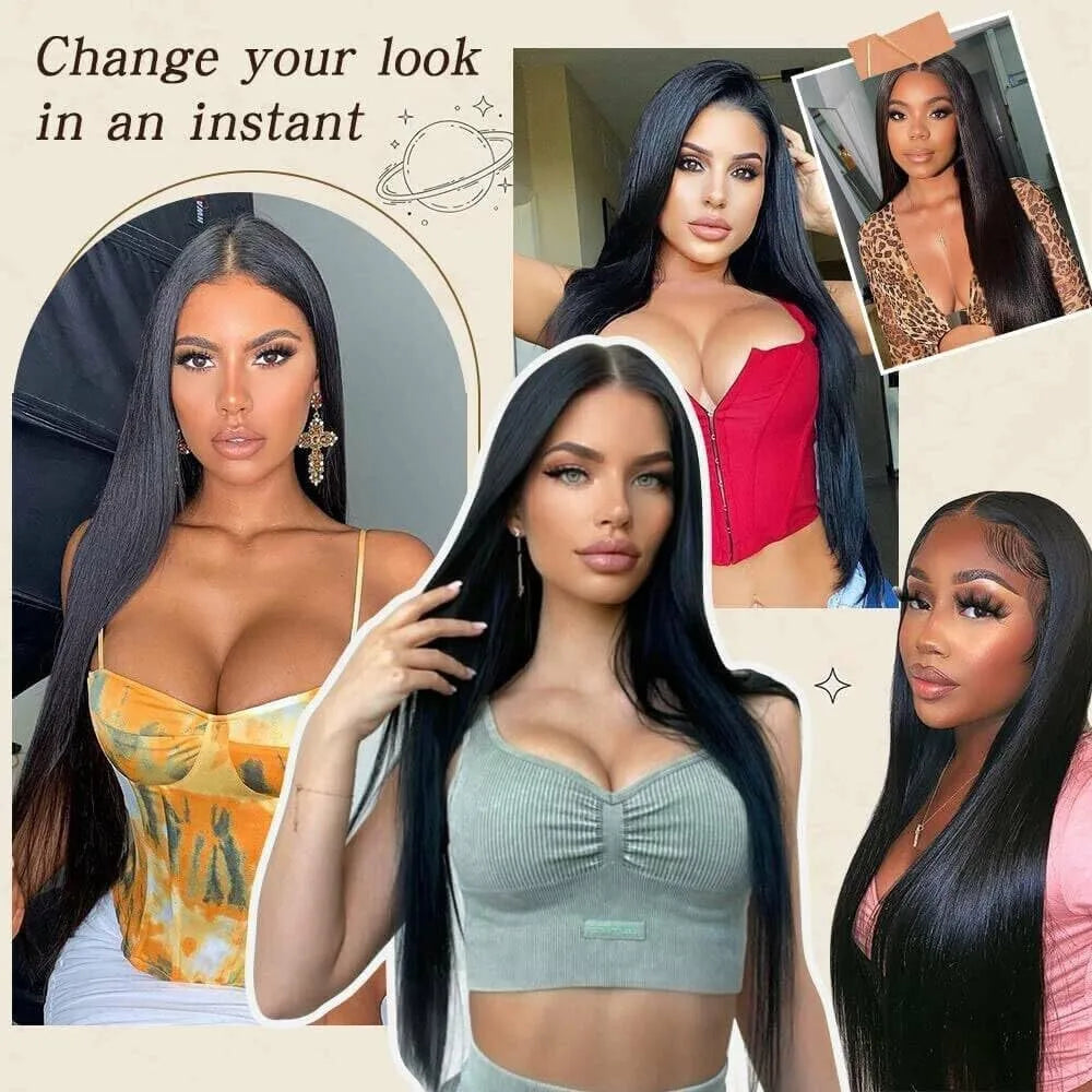 Glueless Wigs HD Human Hair Lace Frontal Wig Ready To Wear Bone Straight 13x4 Full Lace Front Human Hair Multi Parting Cleanranc