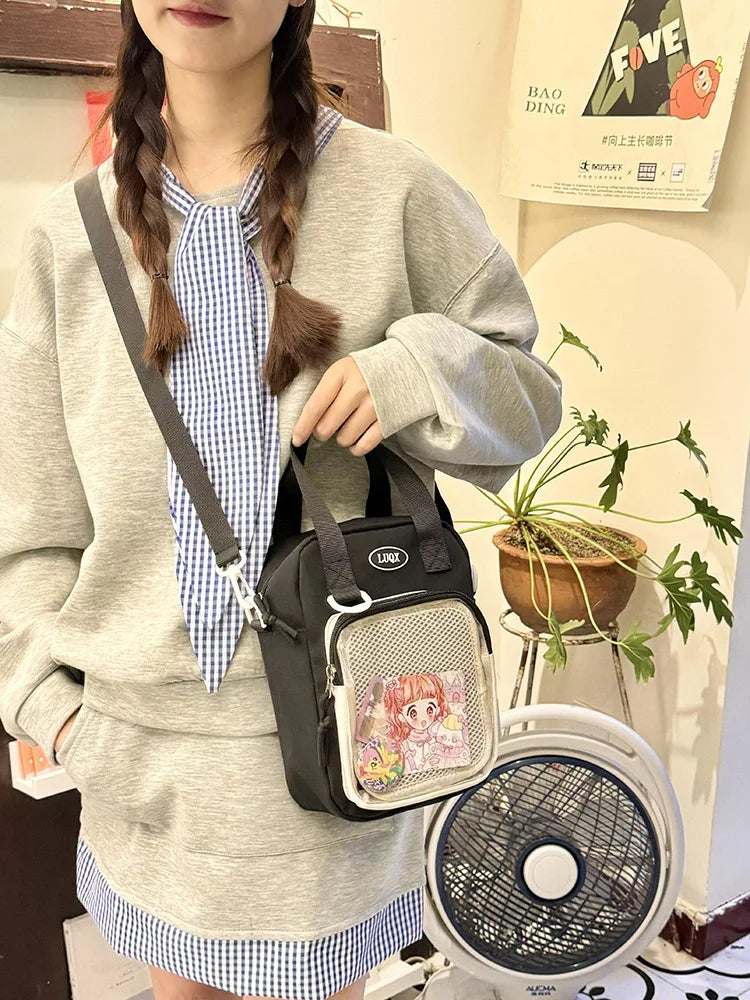 Casual Girl Ulzzang Ita Bag | Small Versatile Crossbody & Transparent Bar Chi Cute Shoulder Mobile Bag Luxegan