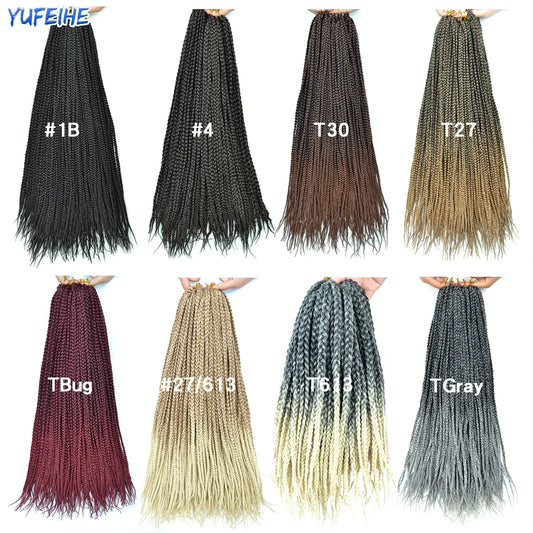 Ombre Box Braids Crochet Hair Extensions – Synthetic Straight Braiding Hair 14"/18"/24" | 22 - view 2