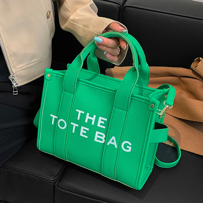 The Tote Bag for Women | Crossbody Female Handbag & New Solid Words Letter Leisure Large Bag (Luxury Fashion Designer PU Bag) Luxegan