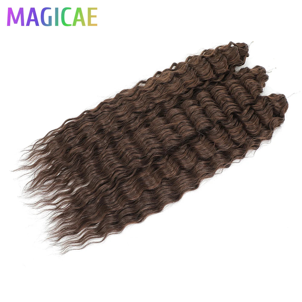 22 Inch Deep Water Wave Crochet Braids – 3 Pcs 300g Bio-Protein Synthetic Hair Bundles for Women
