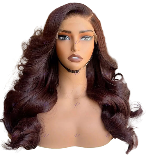 36-Inch Brown Body Wave Wig | Sophisticated 13x6 HD Transparent Lace Frontal | Elegant "Wear and Go" Brazilian Human Hair | "Dignified" 200%–400% Density Glueless Remy Wig for Radiant Versatile Styling Luxegan