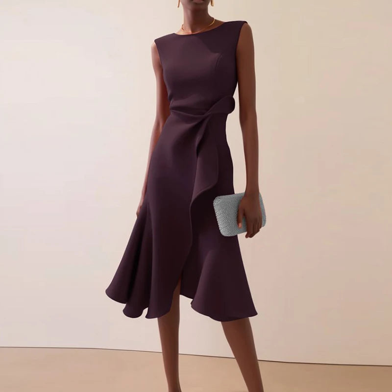 Women's Sleeveless Ruffle A-Line Dress Luxegan