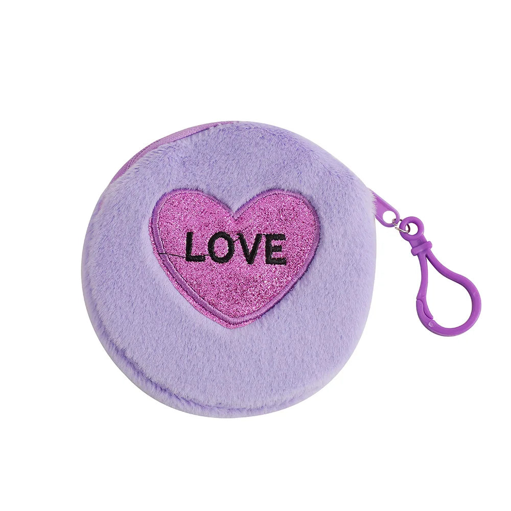 Mini Polyester Round Love Coin Purse | Valentine's Day Gift Keyring Wallet Luxegan