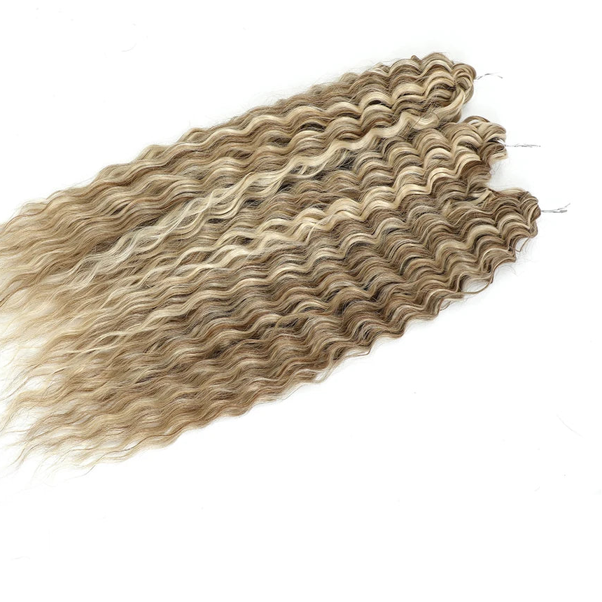 22 Inch Deep Water Wave Crochet Braids – 3 Pcs 300g Bio-Protein Synthetic Hair Bundles for Women Luxegan