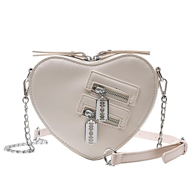 Luxury Designer Heart Shape Shoulder Bag | Top-Quality PU Leather Heart Handbag & Crossbody | Fashionable Gold Chain "Flap" Purse for Women Luxegan