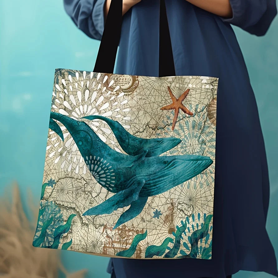 Rustic Sloth Print Tote Bag | Sophisticated Large Capacity Shoulder Shopping Bag | Elegant Reusable Travel & Beach Handbag | "Dignified" Square Polyester Purse for Eco-Conscious Daily Styling Luxegan