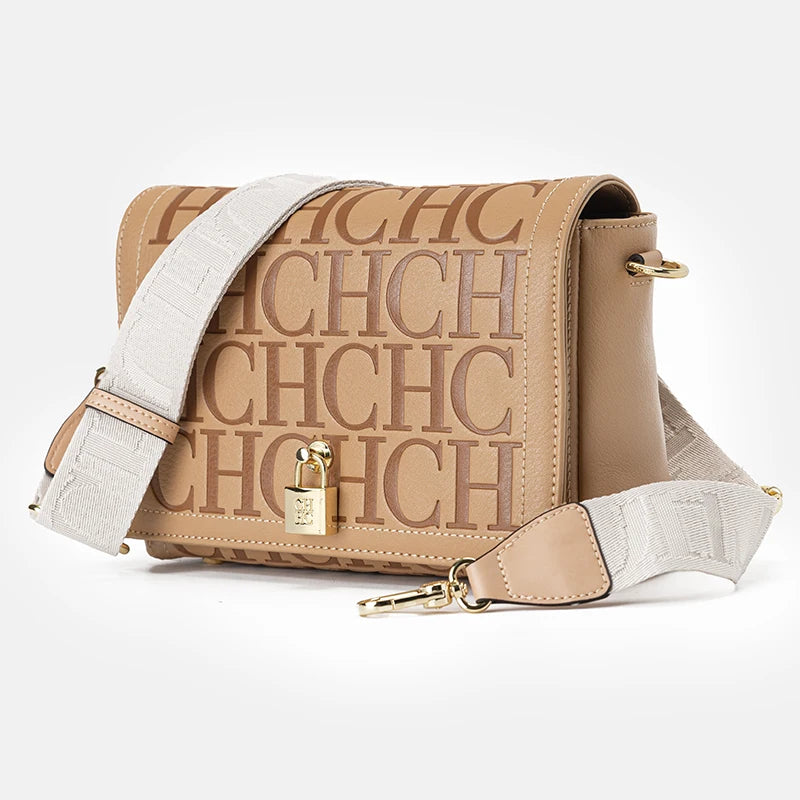 Elegant Letter Print Crossbody Bag | Niche Designer Satchel Luxegan