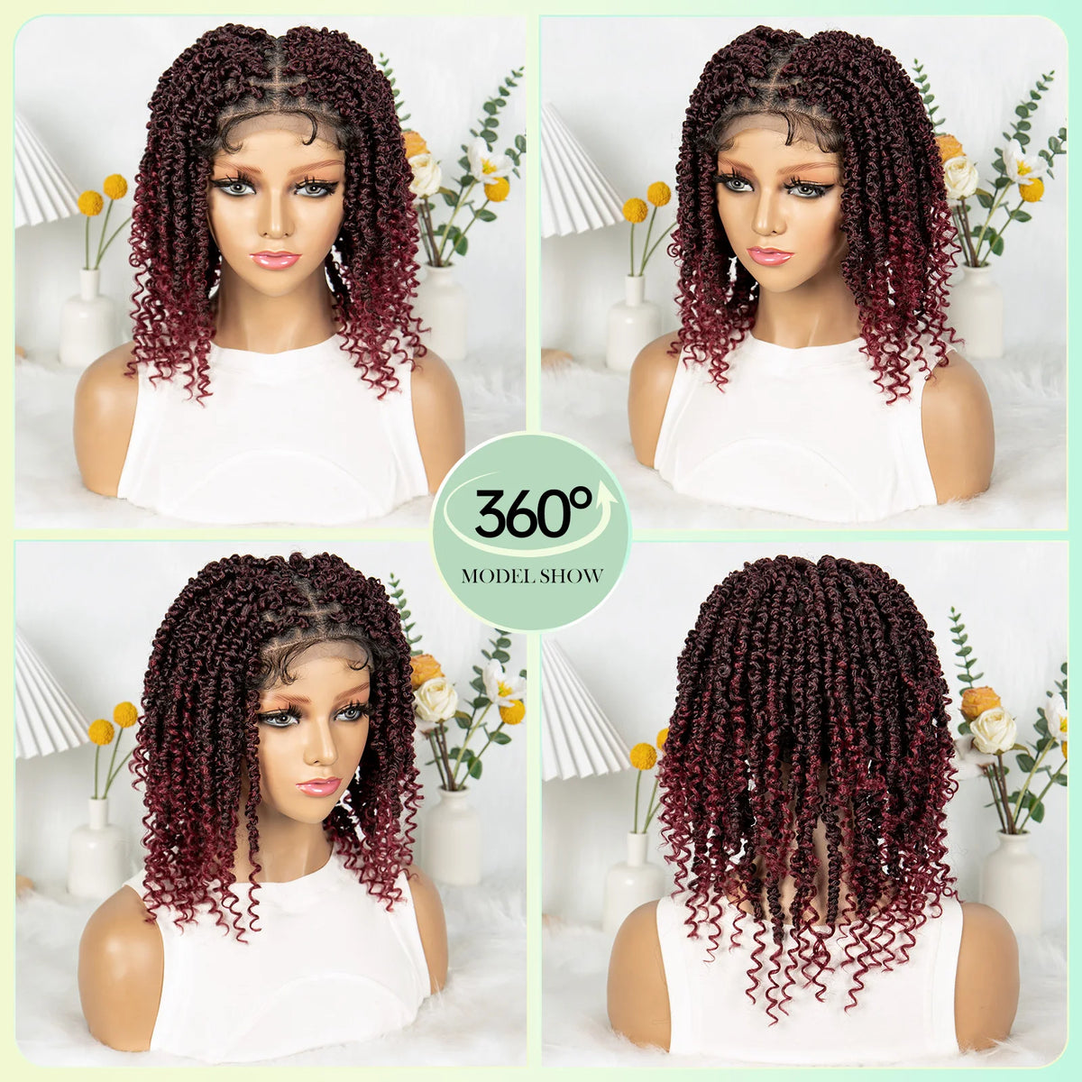 14 Inch Twisted Knotless Box Braids Wig | Full Lace | Baby Hair