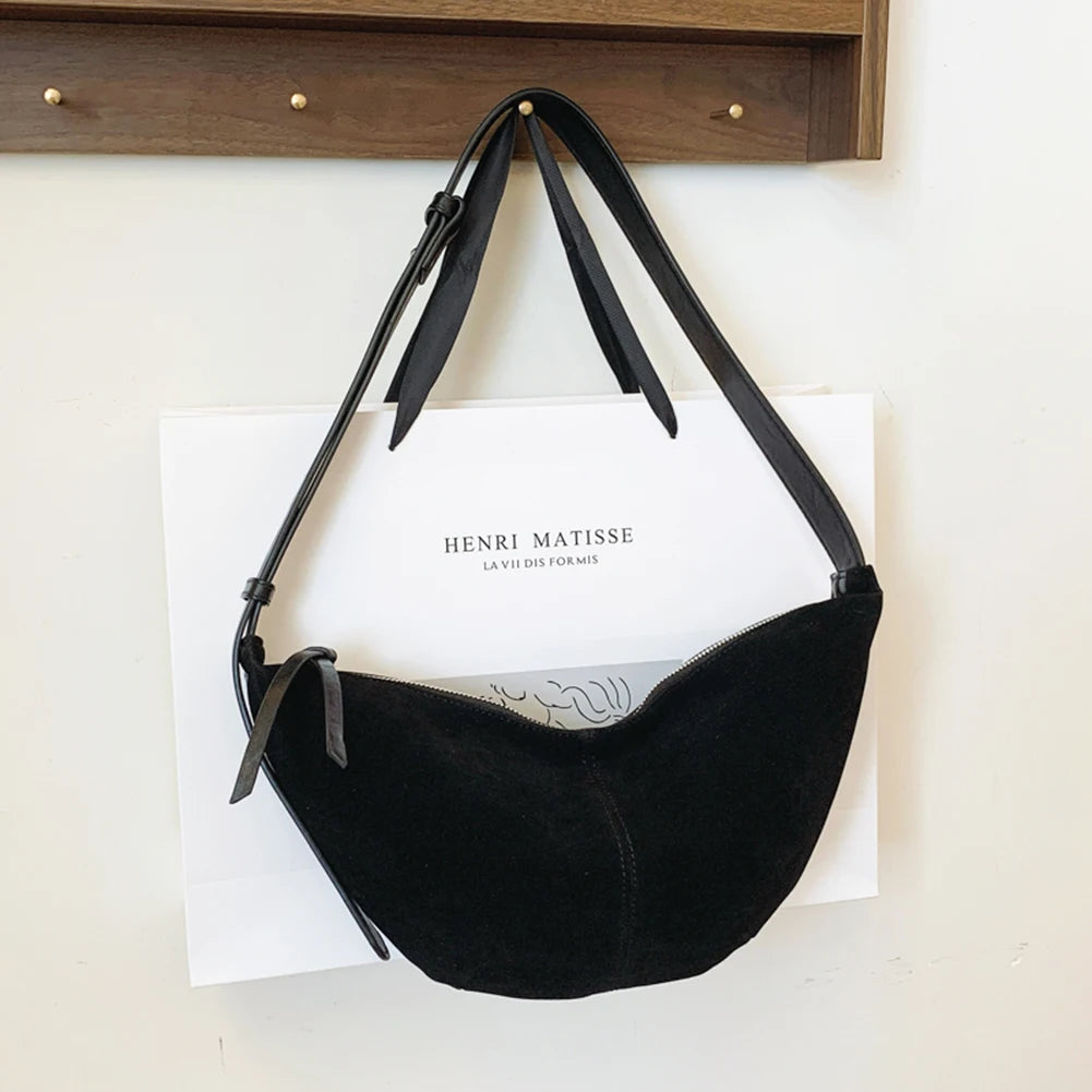 Soft Suede Hobo Crossbody | Simple Winter Shopper Bag Luxegan