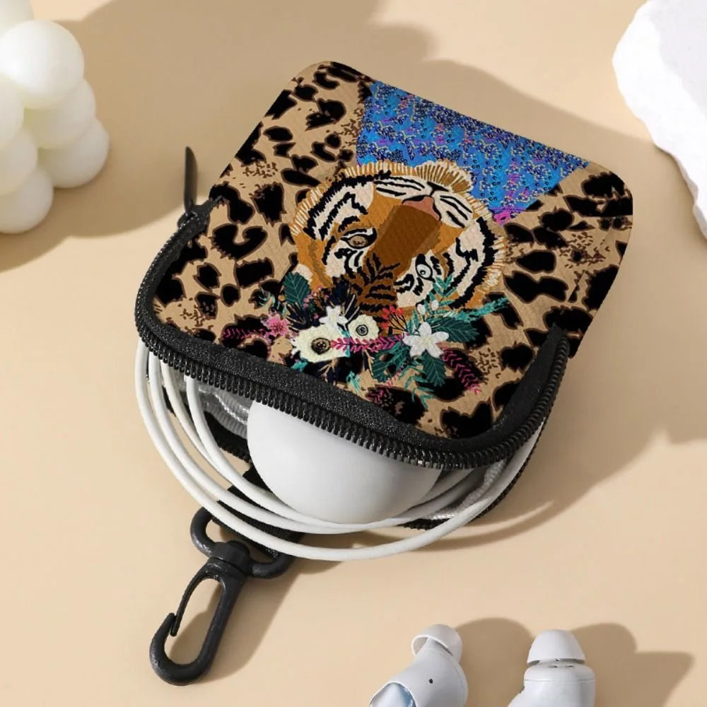 Tiger Leopard Print Coin Purse | Waterproof Mini Zipper Wallet Luxegan