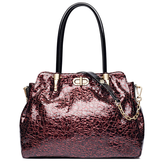 Luxury Designer Leopard Print Handbag | Genuine Leather Large Capacity Shoulder Bag for Women | Sophisticated Soft Leather Tote with Chain & Lock Detail | Professional Computer Interlayer Satchel (Model 91288) Luxegan