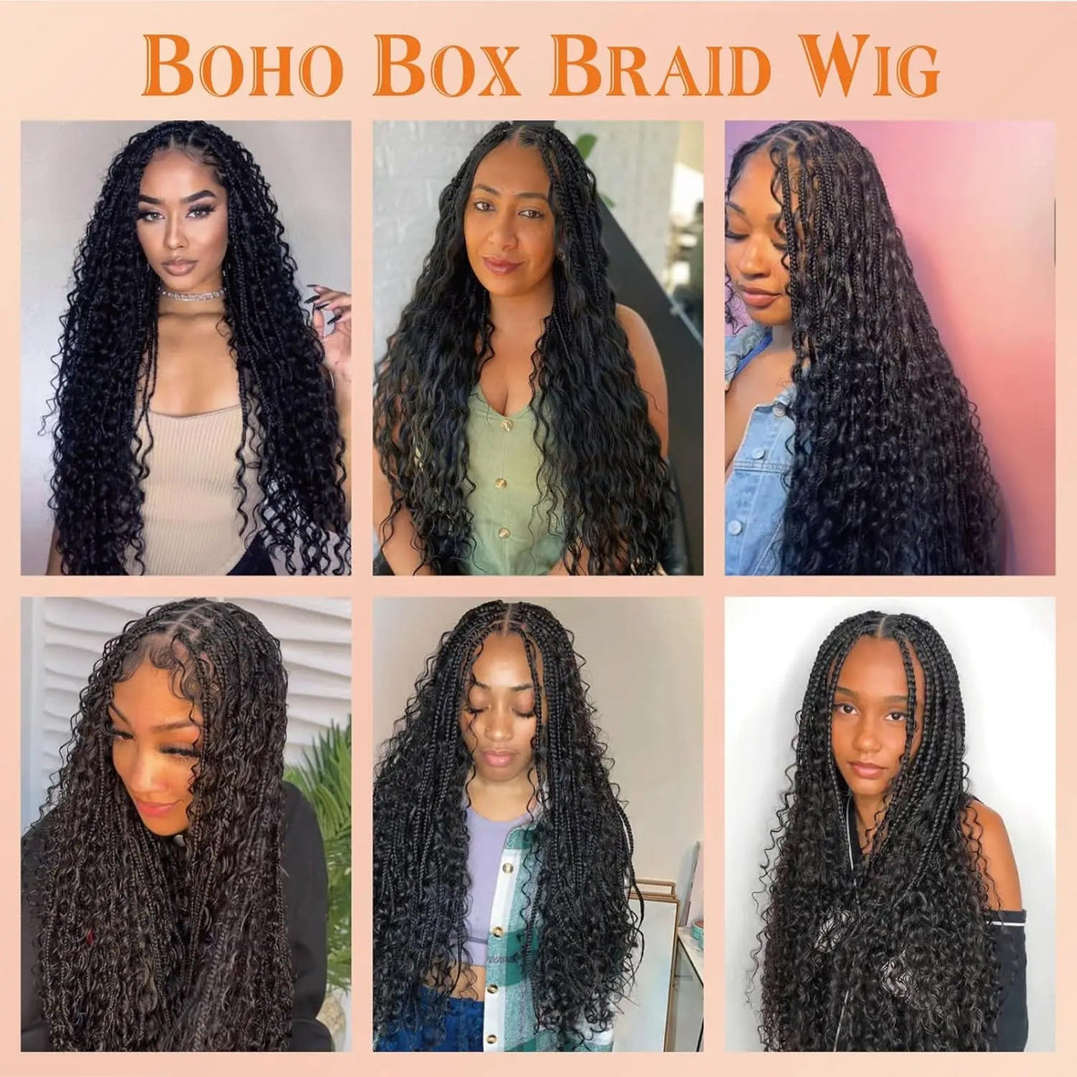 Synthetic 36" Bohemian Braided Wigs Boho Box Braid Wigs for Black Women Twisted Braids Full Lace Braided Wigs with Baby Hair Luxegan