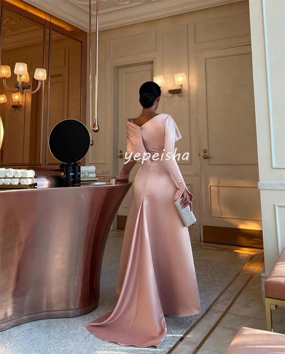 Customized Exquisite Fashion Pleat Draped Beading Sequined A-line Off-the-shoulder Midi Dresses Bespoke Occasion Dresses Formal