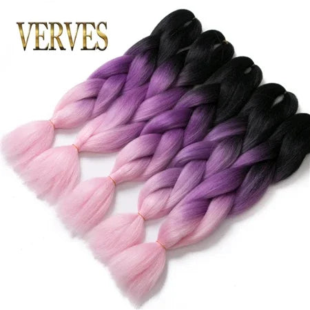 Synthetic Jumbo Braid Kanekalon Braiding Hair 24in | Ombre & Solid Colors | 100g