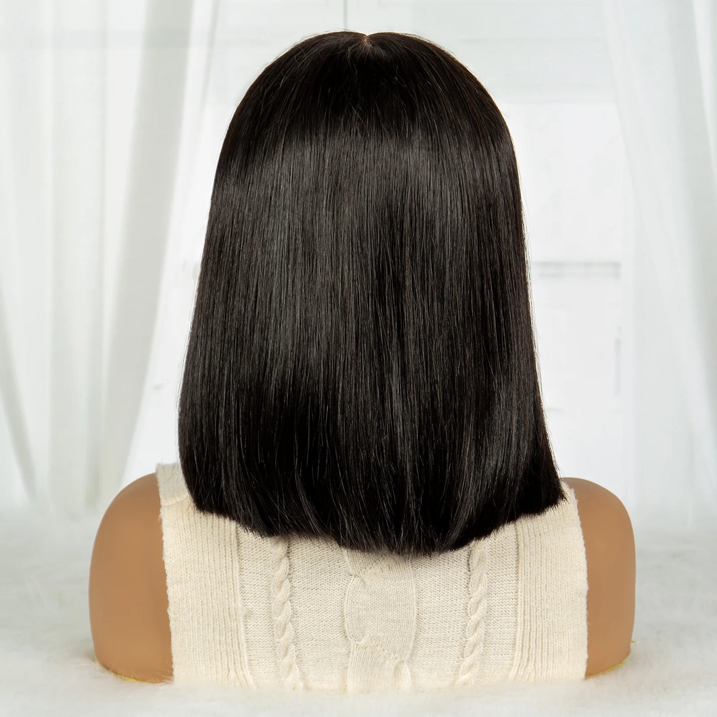 300% Density Vietnamese Raw Human Hair Bob Wigs 2x6 HD Lace Closure Bone Straight Bob Wigs Chocolate Brown 1BT4 Short Bob Wigs